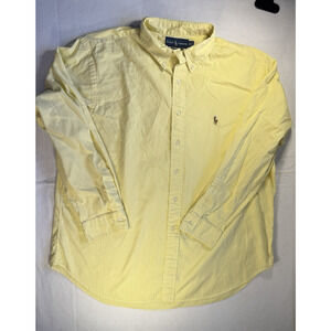 Ralph Lauren Men's Yellow Button-Down Shirt Long Sleeve 100% Cotton 18-34/35 EUC
